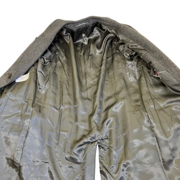 Franco's Mens XL Vintage 100% Cashmere Karamai Full Length Dress Coat Charcoal - Picture 15 of 16